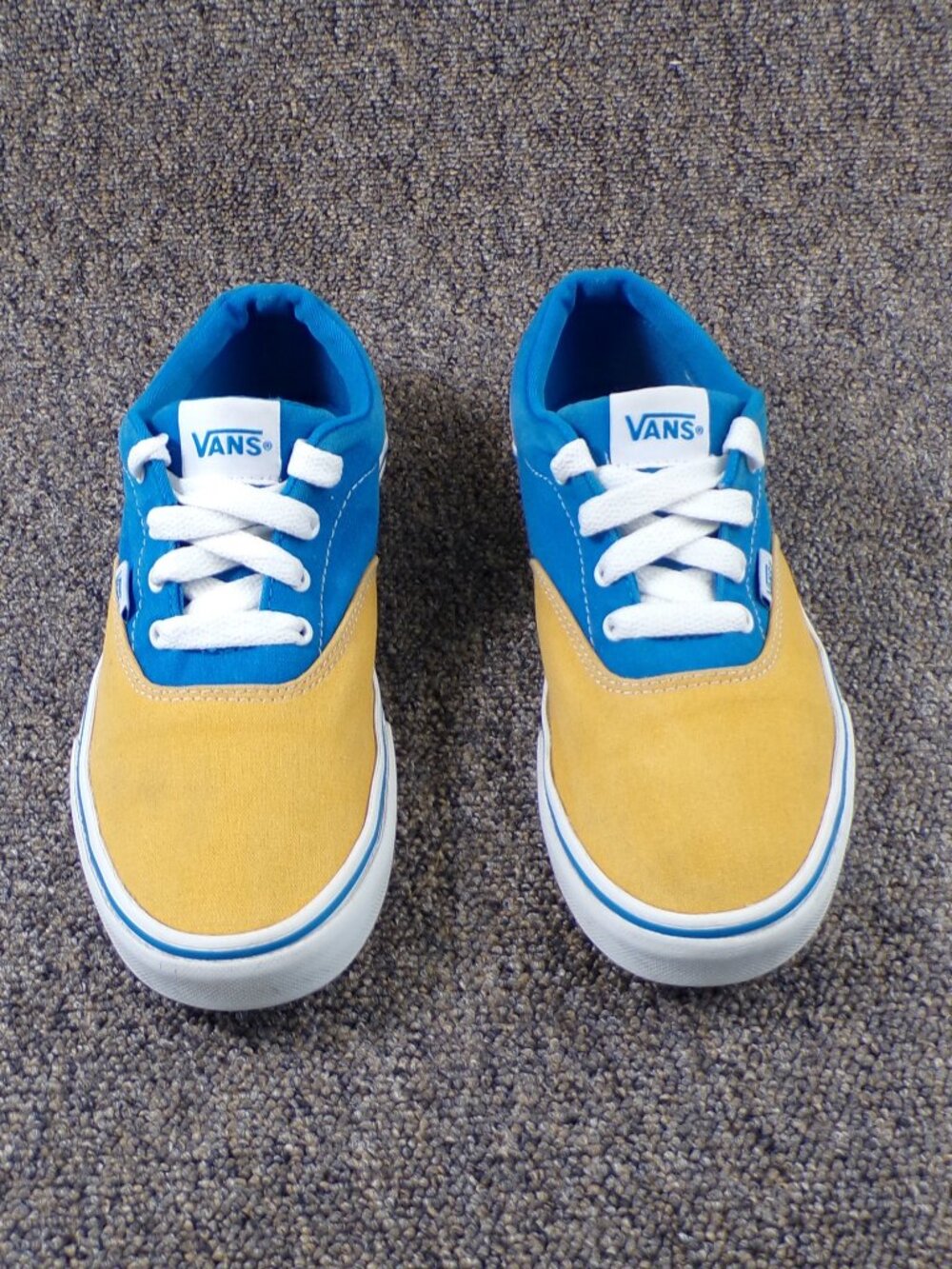 Vans Era Canvas Colorblock Blue Yellow Youth Size 5 Lace Up Sneakers Great Cond.